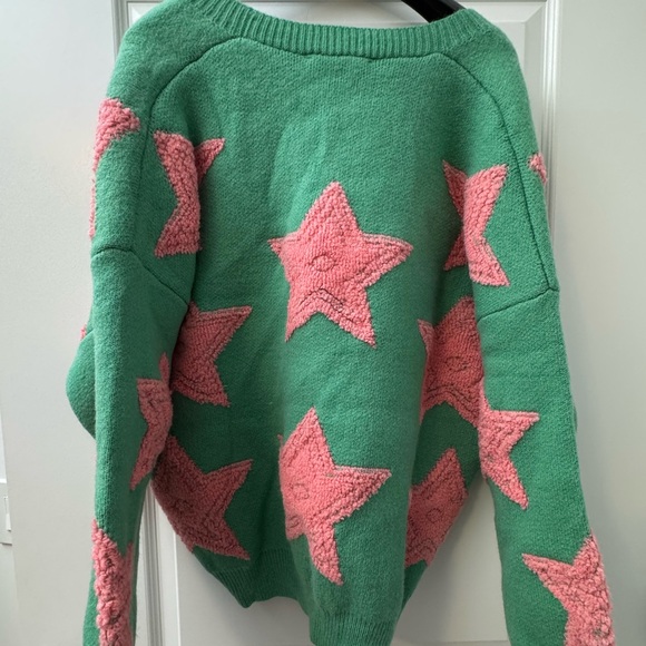 DAVI & DANI Green and Pink Star Cardigan - Picture 6 of 8